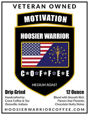 MOTIVATION a Premium Medium Roast Coffee, locally roasted coffee near you. We use a blend of arabica coffee beans. This medium roast coffee is a blend with smooth rich flavors that present with chocolate nutty notes. Hoosier Warrior Coffee is a veteran owned coffee company.