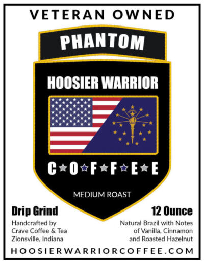 PHANTOM is our gourmet natural Brazil medium roast coffee blend. The blend is made from natural Brazil beans with notes of vanilla, cinnamon, and roasted hazelnut. PHANTOM is available in whole bean and drip grind in 12-ounce bags.